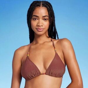 390 NWT Wild Fable Women's Beaded Strap Triangle Bikini Top - Size: Small
